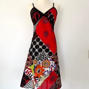 EURO CACHE CACHE COLORBLOCKED PATTERNED DRESS